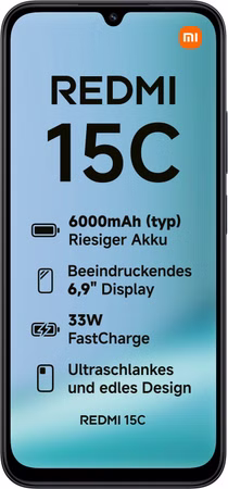 Xiaomi Redmi 15C Smartphone 128GB Schwarz Midnight Black