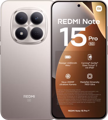 Xiaomi Redmi Note 15 Pro 5G Smartphone 256GB Grau Titanium